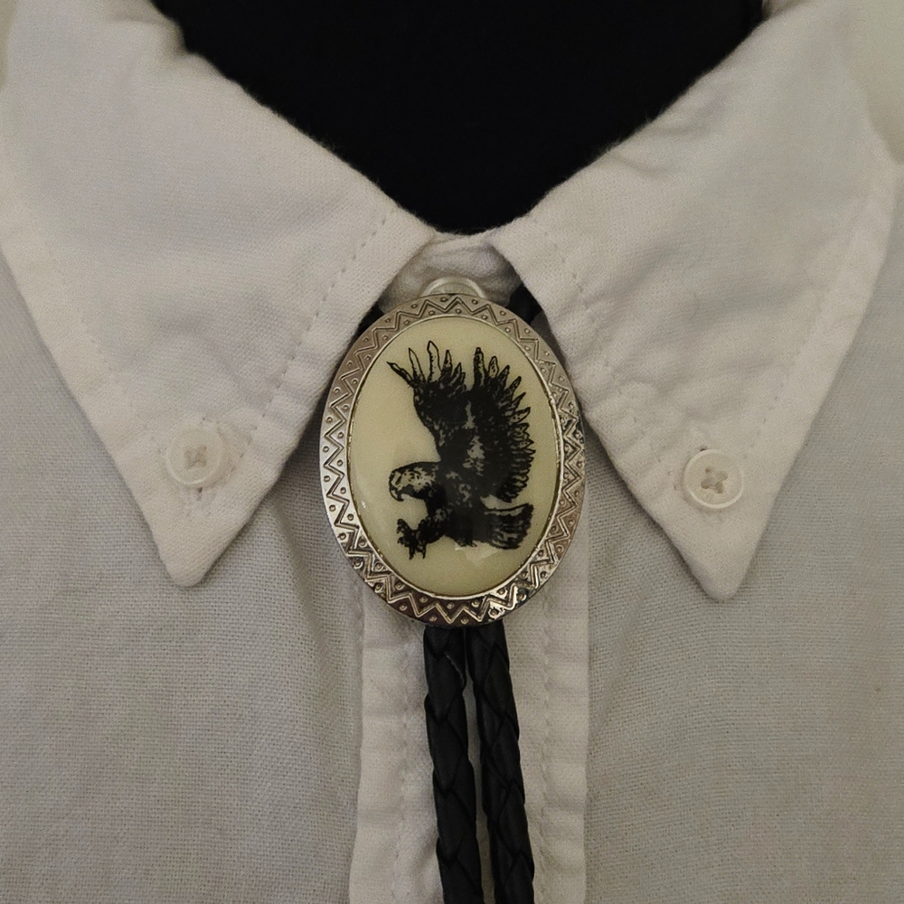 Eagle Bolo Tie with Silver Accents - Picture 3 of 6